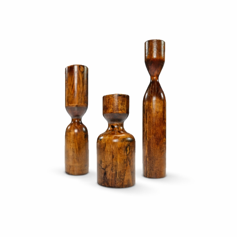 شمعدان چوبی سه تایی طرح اسکاندیناوی