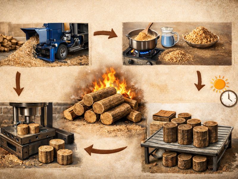 تولید هیزم از خاک اره | آموزش کامل، مزایا و روش ساخت